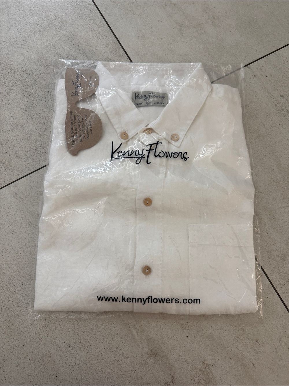 Kenny Flowers White Linen Button-Down Shirt short sleeve XL